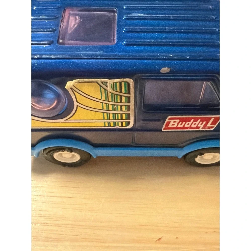 Vintage Buddy L Brute Blue Diecast Van‎ Japan Bubble Window Retro Toy